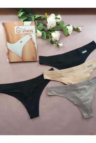 Трусики-стрінги з бавовни La Vivas 20286